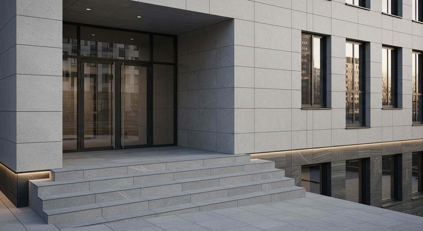 Керамогранит для отделки цоколя и входных групп: достоинства и советы по монтажу