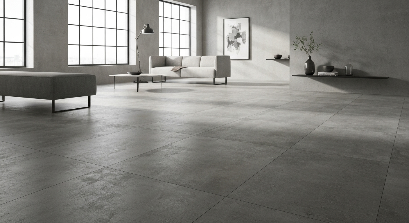 Керамогранит под бетон - как выбрать, с чем сочетать, особенности